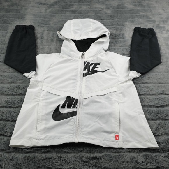 Nike Other - Nike Kids'‎ White and Black Hooded Lightweight Jacket - Size 6X/L